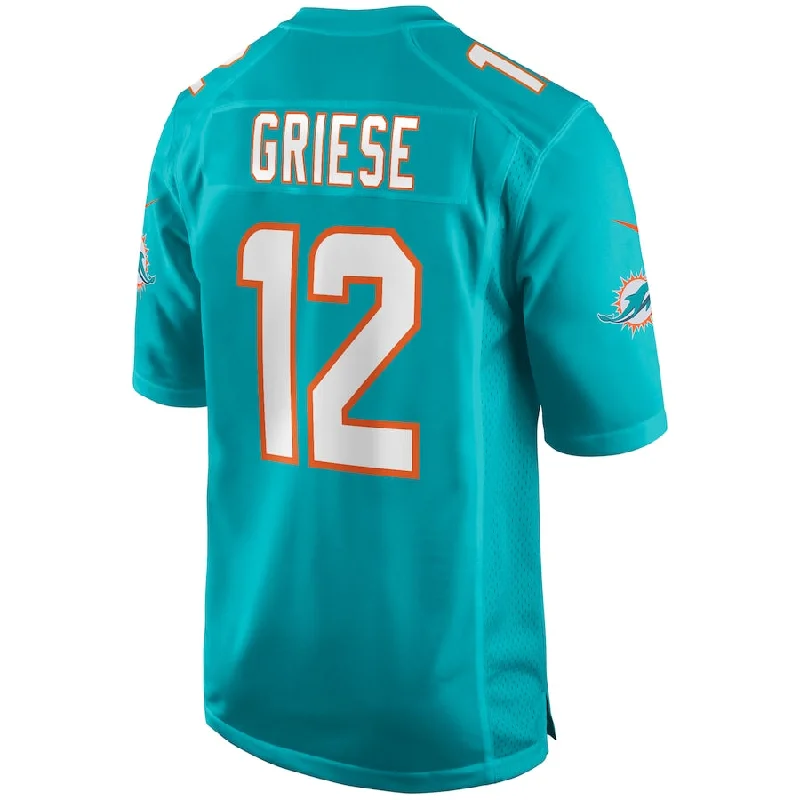 M.Dolphins #12 Bob Griese Aqua Game Retired Player Jersey Stitched American Football Jerseys-NFL Autographed Jerseys -