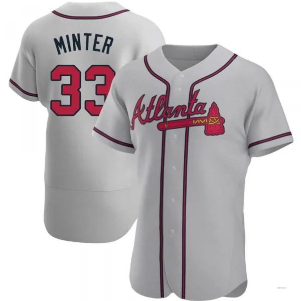 Atlanta Braves #33 A.J. Minter Gray Road Jersey Stitches Baseball Jerseys-NBA Classic Team Jerseys -