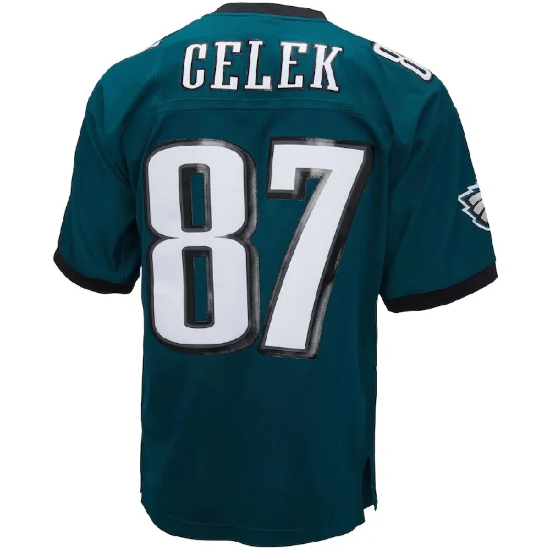 P.Eagles #87 Brent Celek Mitchell & Ness Midnight Green 2009 Legacy Replica Jersey Stitched American Football Jerseys-NFL Official Licensed Jerseys -