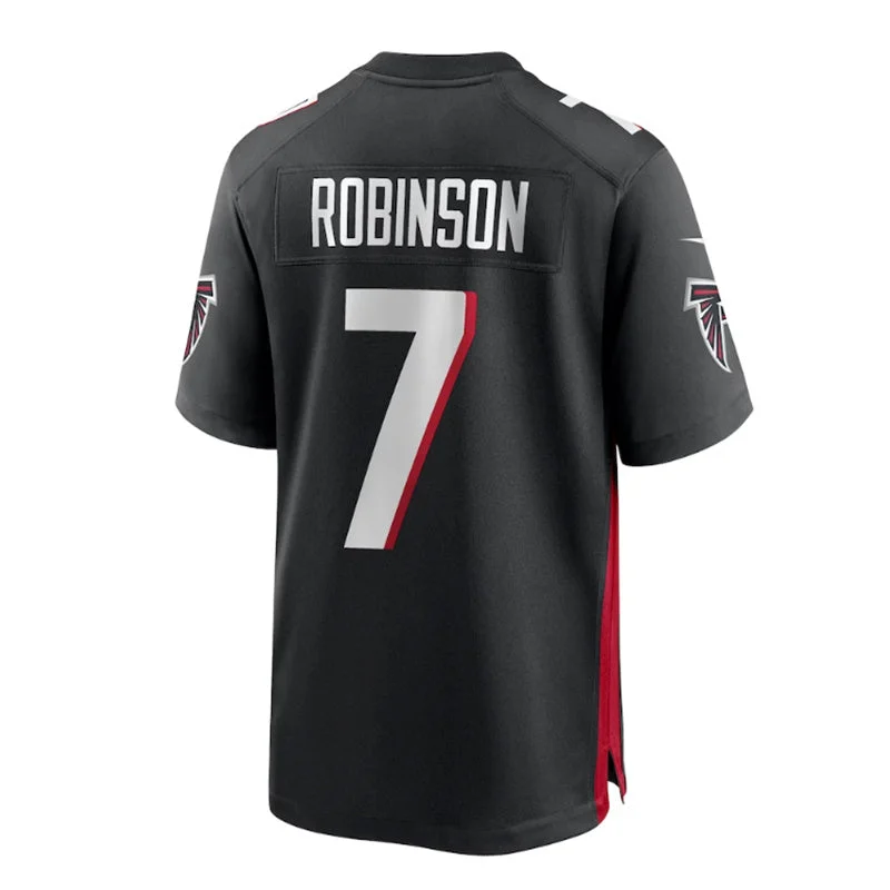 A.Falcons #7 Bijan Robinson 2023 Draft First Round Pick Game Jersey - Black Stitched American Football Jerseys-NFL Color Rush Jerseys -