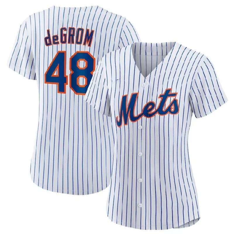 New York Mets #48 Jacob deGrom White Home Replica Player Jersey Baseball Jerseys-NBA Autographed Jerseys -