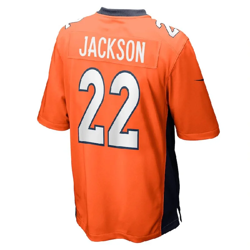 D.Broncos #22 Kareem Jackson Orange Game Jersey Stitched American Football Jerseys-NFL Game-Worn Jerseys -