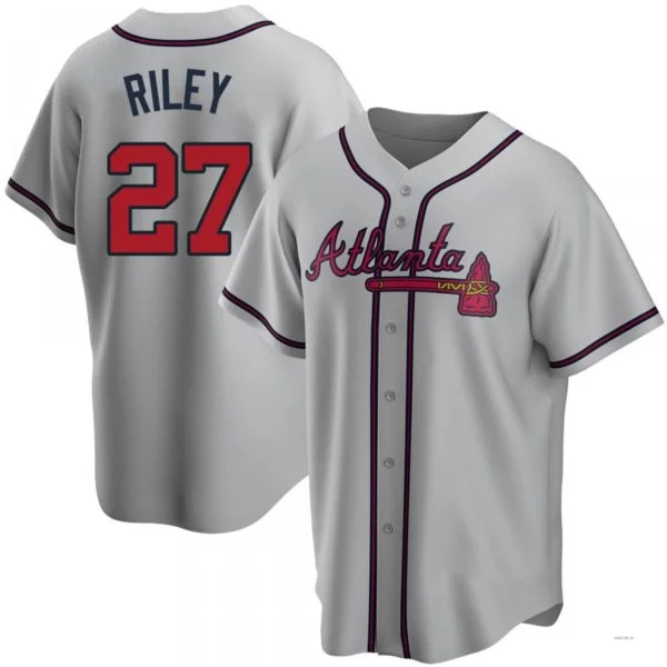 Atlanta Braves #27 Austin Riley Gray Road Jersey Stitches Baseball Jerseys-NBA College Throwback Jerseys -