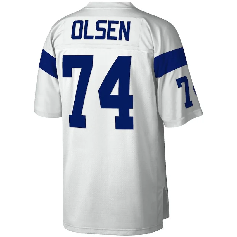 LA.Rams #74 Merlin Olsen Mitchell & Ness White 1969 Legacy Replica Jersey Stitched American Football Jerseys-NFL Pro-Level Jerseys -