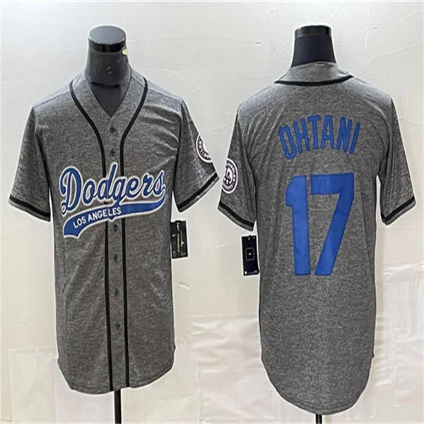 Los Angeles Dodgers #17 Shohei Ohtani Gray Home Authentic Patch Jersey Baseball Jerseys-NBA Team USA Jerseys -