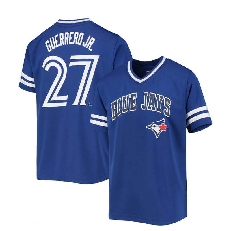 Toronto Blue Jays #27 Vladimir Guerrero Jr. Royal Player Logo Jersey Baseball Jerseys-NBA Short Sleeve Jerseys -