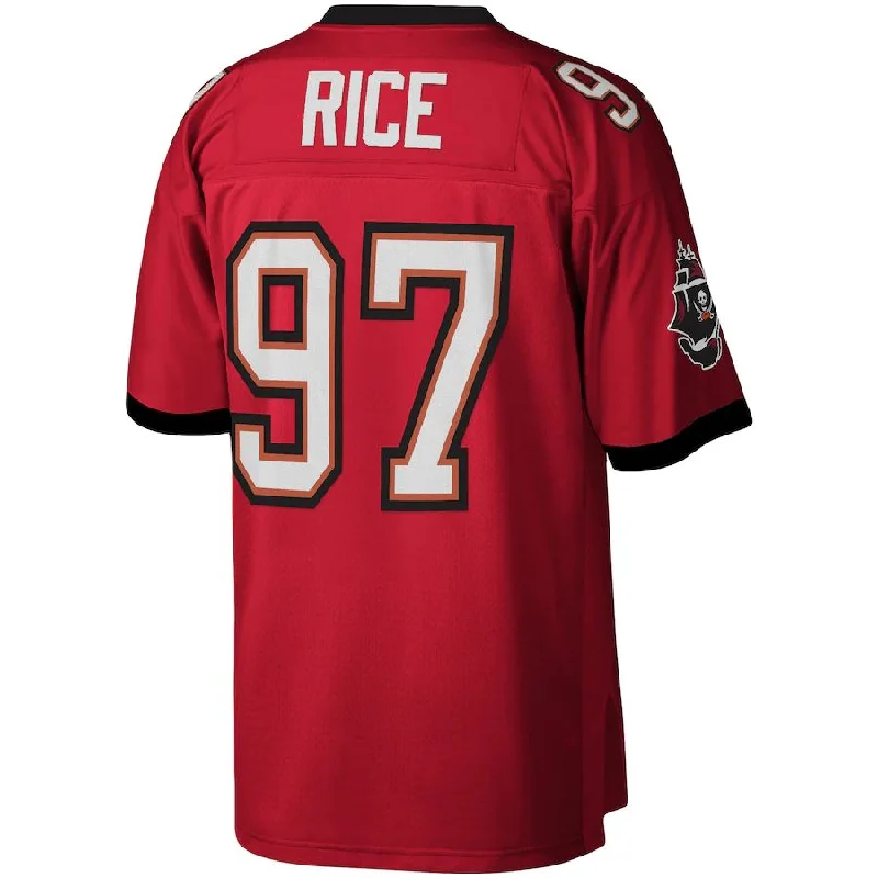 TB.Buccaneers #97 Simeon Rice Mitchell & Ness Red Legacy Replica Jersey Stitched American Football Jerseys-NFL Autographed Jerseys -