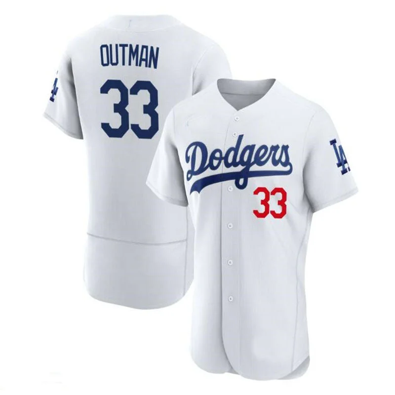 Los Angeles Dodgers #33 James Outman White Home Authentic Patch Jersey Baseball Jerseys-NBA Authentic Player Jerseys -