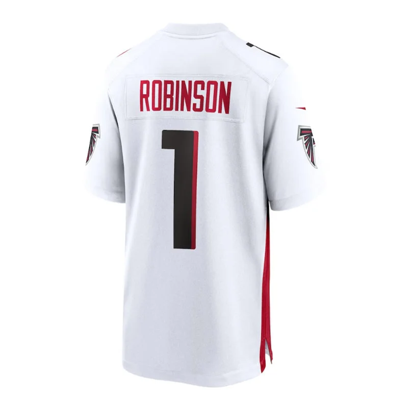 A.Falcons #1 Bijan Robinson Draft First Round Pick Game Jersey - White Stitched American Football Jerseys-NFL Throwback Jerseys -