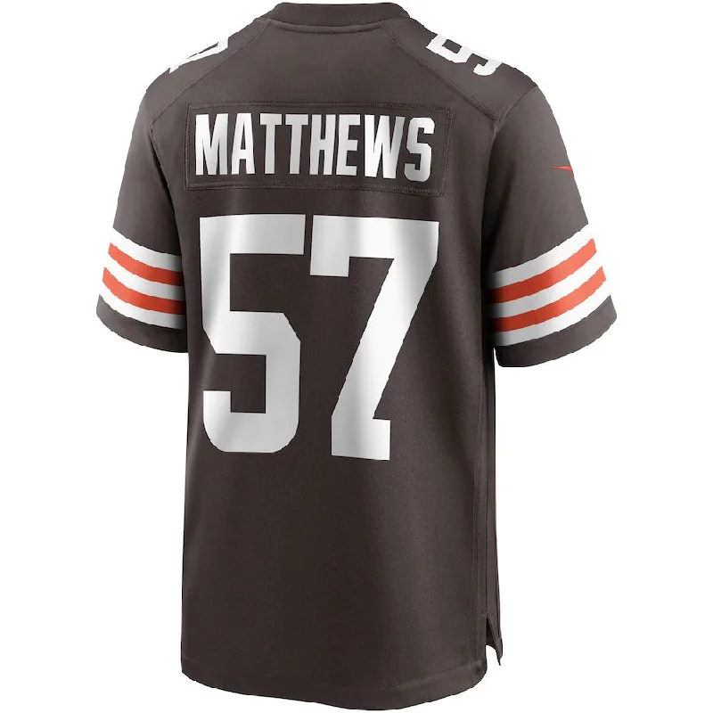 C.Browns #57 Clay Matthews Brown Game Retired Player Jersey Stitched American Football Jerseys-NFL Throwback Jerseys -