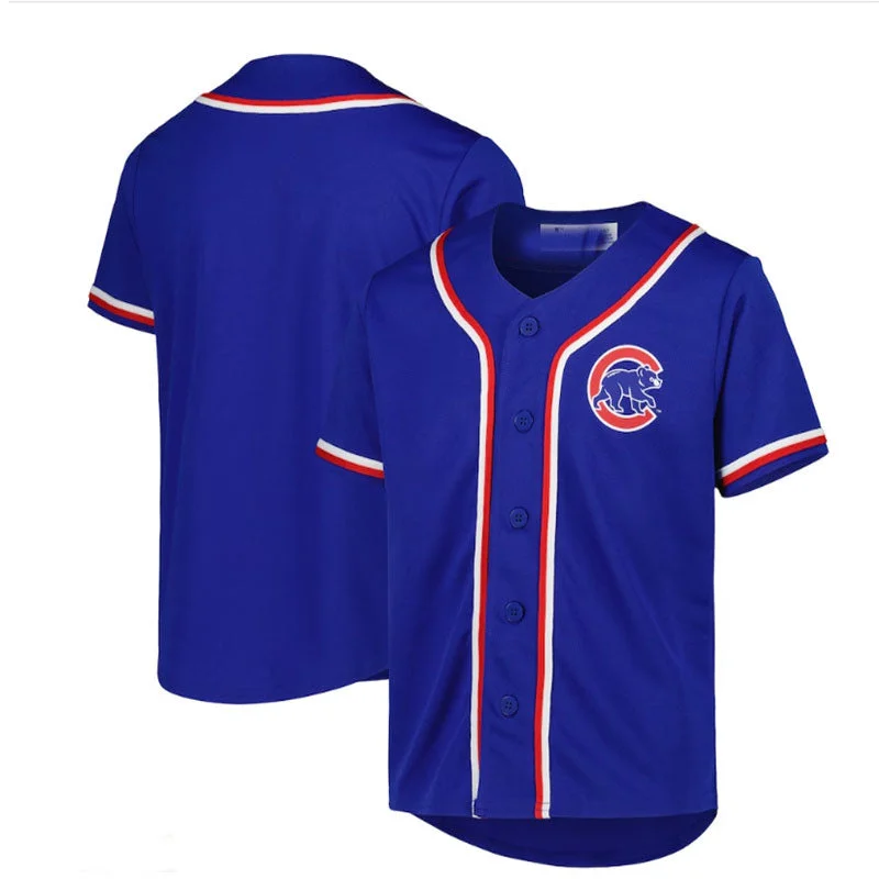 Chicago Cubs Royal Full-Button Replica Jersey Baseball Jerseys-NBA Swingman Jerseys -