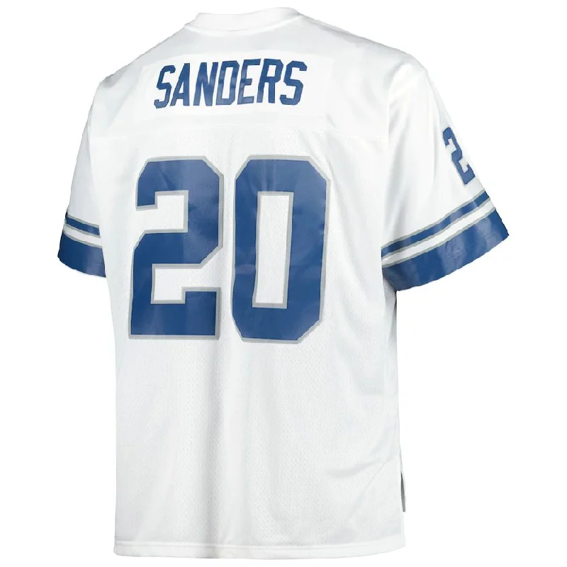 D.Lions #20 Barry Sanders Mitchell & Ness White Big & Tall 1996 Retired Player Replica Jersey Stitched American Football Jerseys-NFL Youth Football Jerseys -