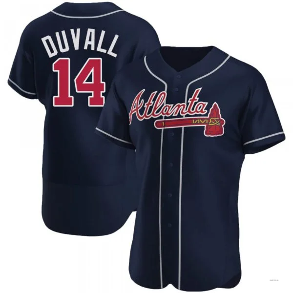 Atlanta Braves #14 Adam Duvall Navy Alternate Jersey Stitches Baseball Jerseys-NBA Hall of Fame Jerseys -