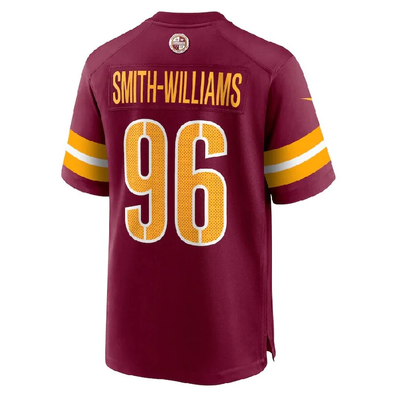 W.Commanders #96 James Smith-Williams Burgundy Game Player Jersey Stitched American Football Jerseys-NFL Collector’s Jerseys -