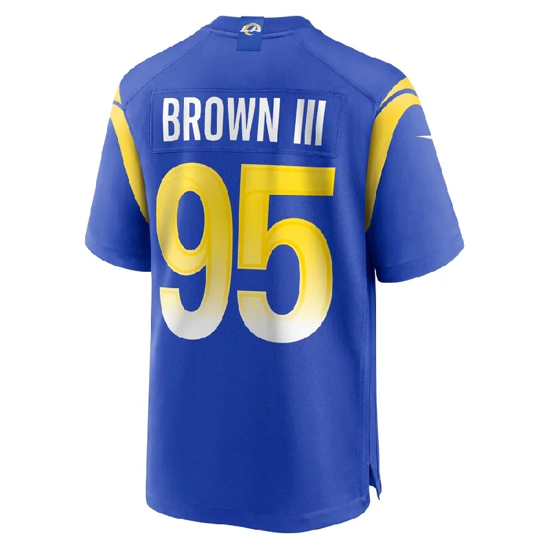 LA.Rams #95 Bobby Brown III Royal Game Jersey Stitched American Football Jerseys-NFL Anniversary Edition Jerseys -