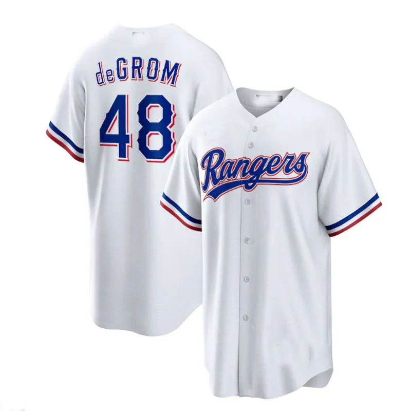 Texas Rangers #48 Jacob deGrom White Home Replica Player Jersey Baseball Jerseys-NBA Personalized Jerseys -