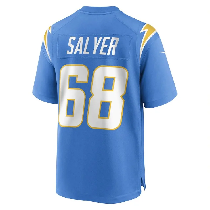 LA.Chargers #68 Jamaree Salyer Powder Blue Game Player Jersey Stitched American Football Jerseys-NFL Men’s Authentic Jerseys -