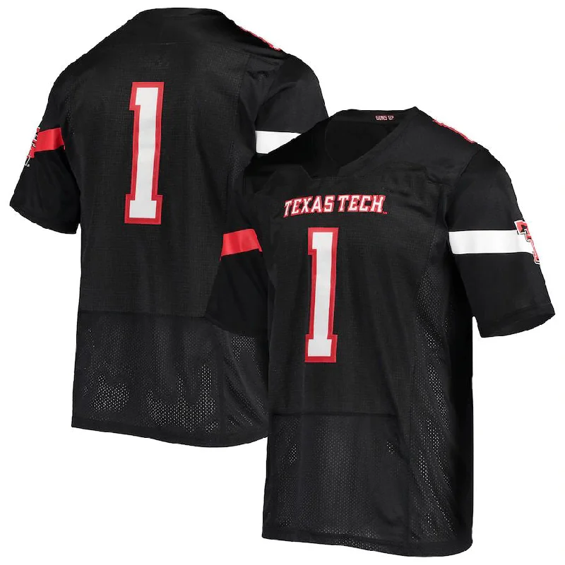 #1 T.Tech Red Raiders Under Armour Team Premier Football Jersey - Black Stitched American College Jerseys-NBA 75th Anniversary Jerseys -