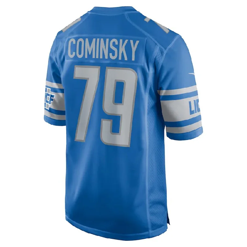 D.Lions #79 John Cominsky  Blue Player Game Jersey Stitched American Football Jerseys-NFL Vintage Football Jerseys -