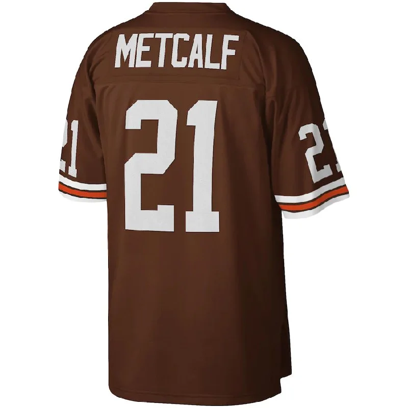 C.Browns #21 Eric Metcalf  Mitchell & Ness Brown 1989 Legacy Replica Jersey Stitched American Football Jerseys-NFL College Throwback Jerseys -