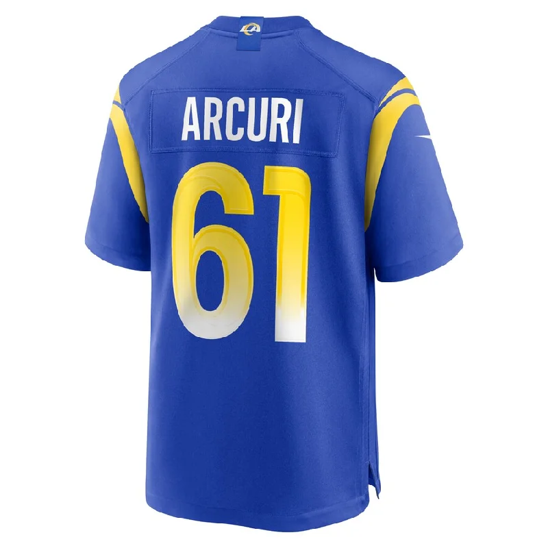 LA.Rams #61 AJ Arcuri Royal Game Player Jersey Stitched American Football Jersey-NFL Authentic Football Jerseys -