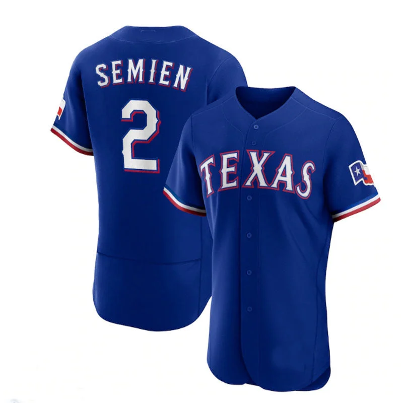 Texas Rangers #2 Marcus Semien Royal Alternate Authentic Player Jersey Baseball Jerseys-NBA Game-Worn Jerseys -