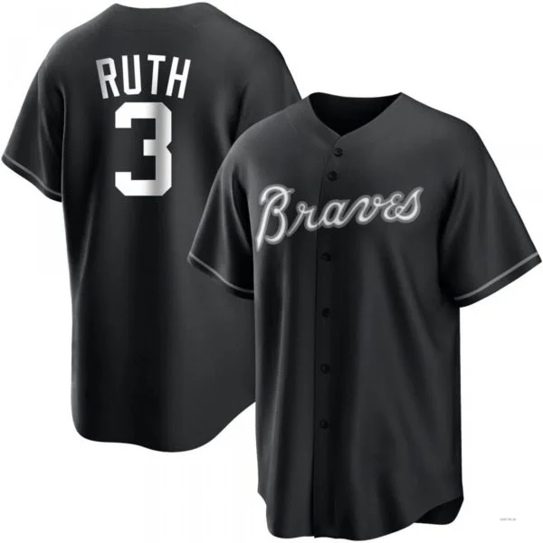 Atlanta Braves #3 Babe Ruth White Black/ Jersey Stitches Baseball Jerseys-NBA Statement Jerseys -