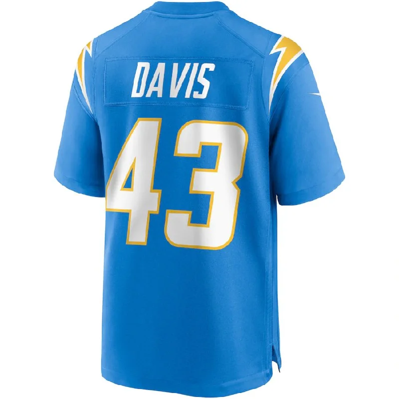 LA.Chargers #43 Michael Davis Powder Blue Game Jersey Stitched American Football Jerseys-NFL Breast Cancer Awareness Jerseys -