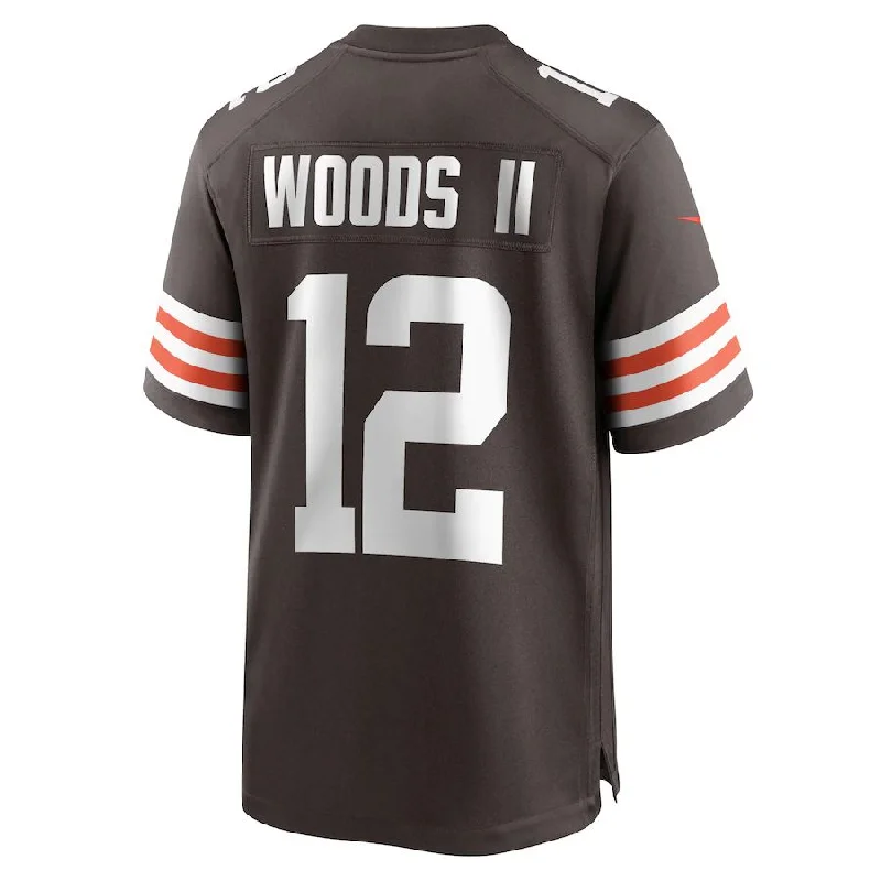 C.Browns #12 Michael Woods II Brown Game Player Jersey Stitched American Football Jerseys-NFL Short Sleeve Football Jerseys -