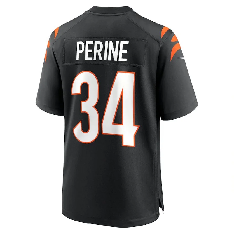 C.Bengals #34 Samaje Perine Black Game Jersey Stitched American Football Jerseys-NFL Supporter Jerseys -