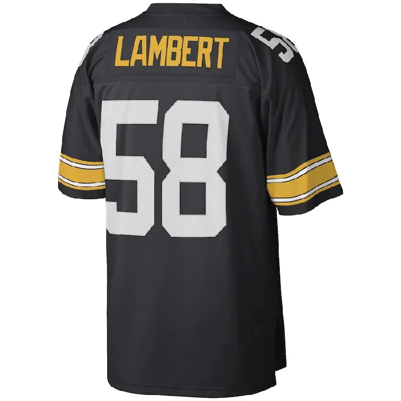 P.Steelers #58 Jack Lambert Mitchell & Ness Black Legacy Replica Jersey Stitched American Football Jerseys-NFL Collector’s Jerseys -