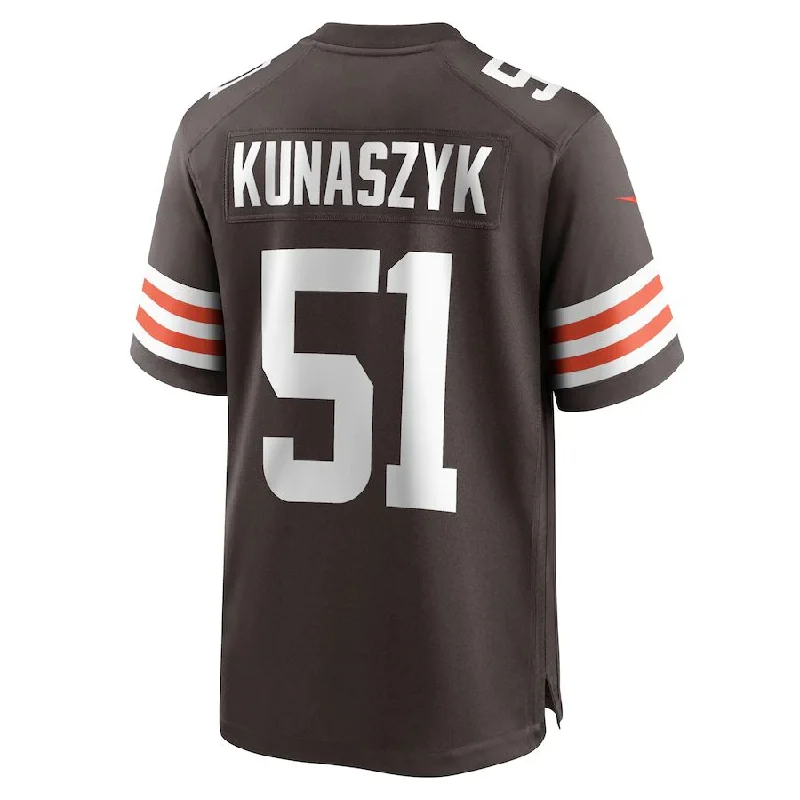 C.Browns #51 Jordan Kunaszyk Brown Game Player Jersey Stitched American Football Jerseys-NFL Game-Worn Jerseys -