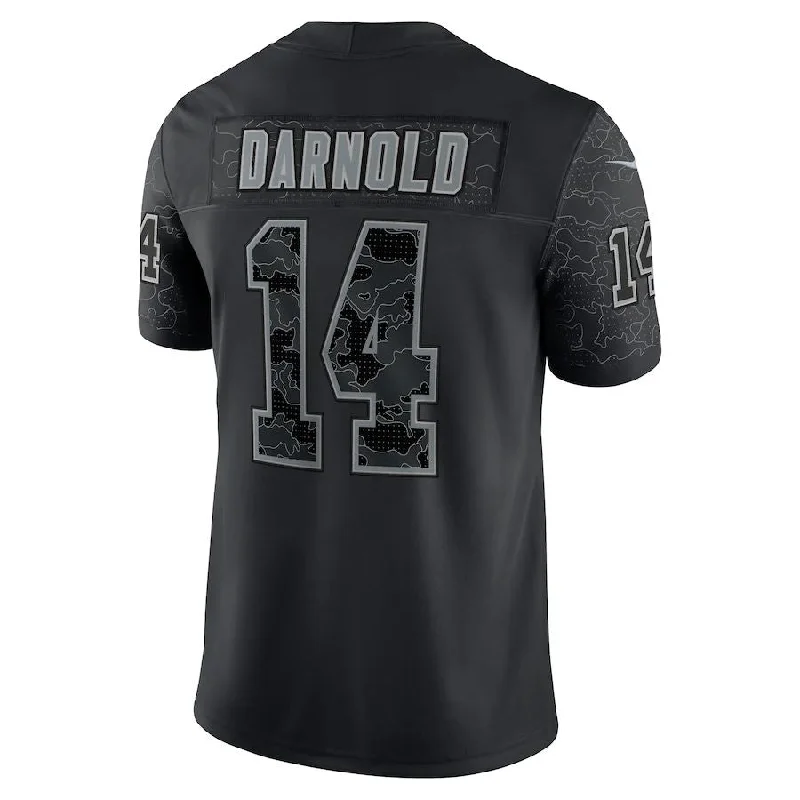 C.Panthers #14 Sam Darnold Black RFLCTV Limited Jersey Stitched American Football Jerseys-NFL Short Sleeve Football Jerseys -