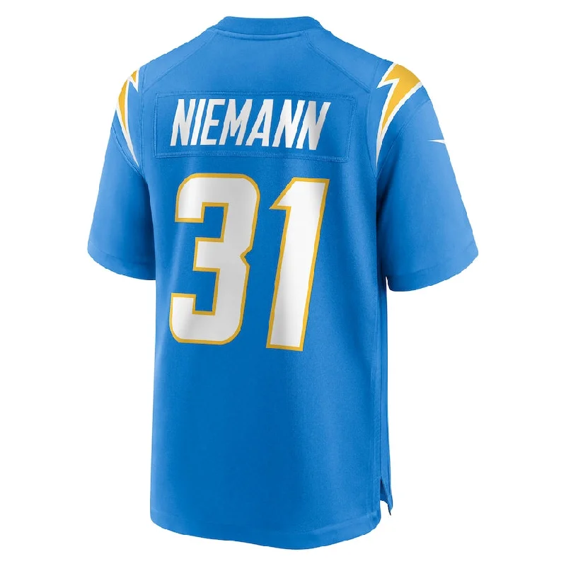 LA.Chargers #31 Nick Niemann Powder Blue Game Player Jersey Stitched American Football Jerseys-NFL Women’s Team Jerseys -