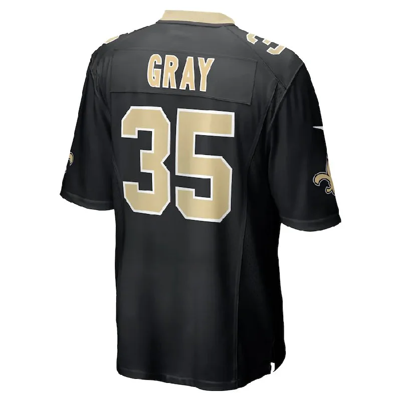 NO.Saints #35 Vincent Gray Black Game Player Jersey Stitched American Football Jerseys-NFL Lightweight Football Jerseys -