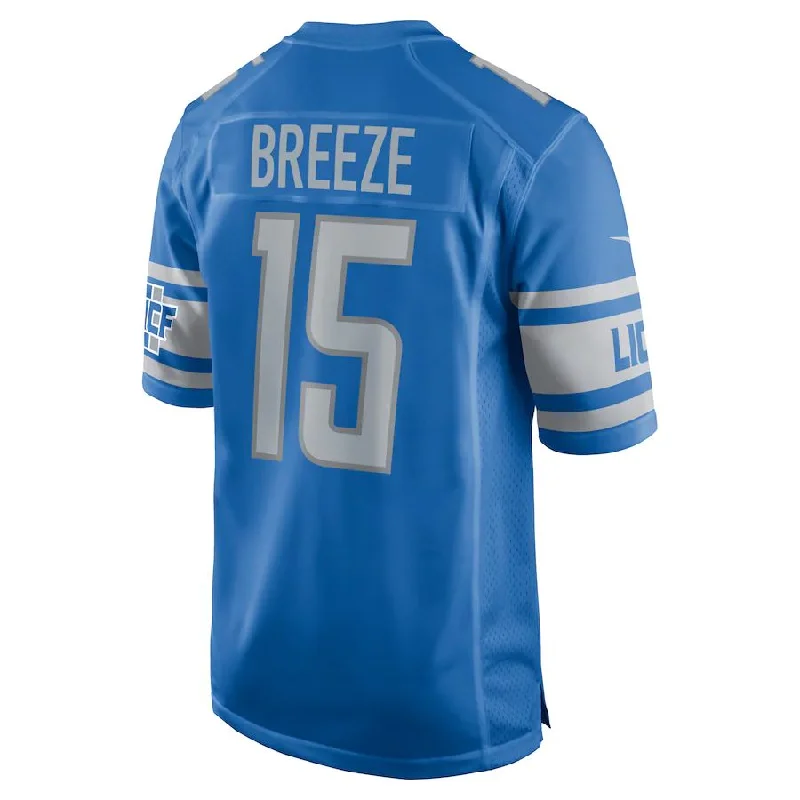 D.Lions #15 Brady Breeze Blue Player Game Jersey Stitched American Football Jerseys-NFL Home & Away Jerseys -