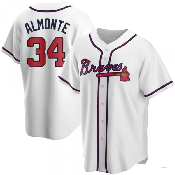 Atlanta Braves #34 Abraham Almonte  White Home Jersey Stitches Baseball Jerseys-NBA Custom Name Jerseys -