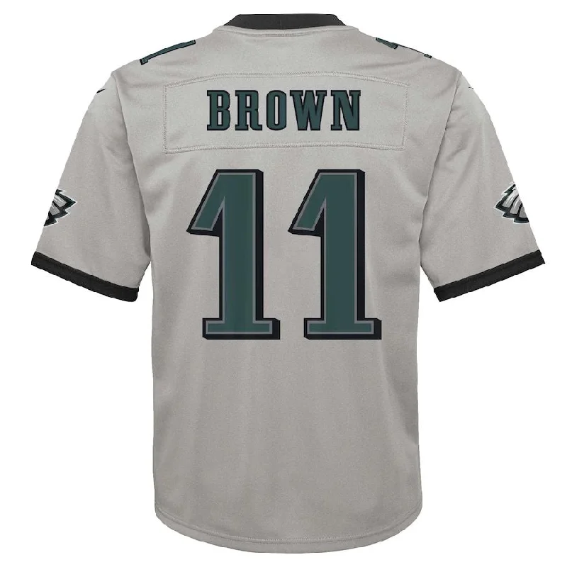 P.Eagles #11 A.J. Brown Silver Inverted Game Jersey Stitched American Football Jerseys-NFL Autographed Jerseys -