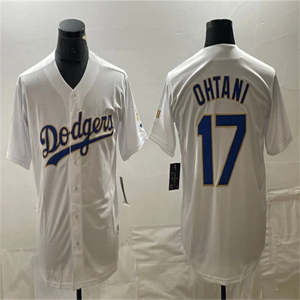 Los Angeles Dodgers #17 Shohei Ohtani White Home Authentic Patch Jersey Baseball Jerseys-NBA Game-Worn Jerseys -