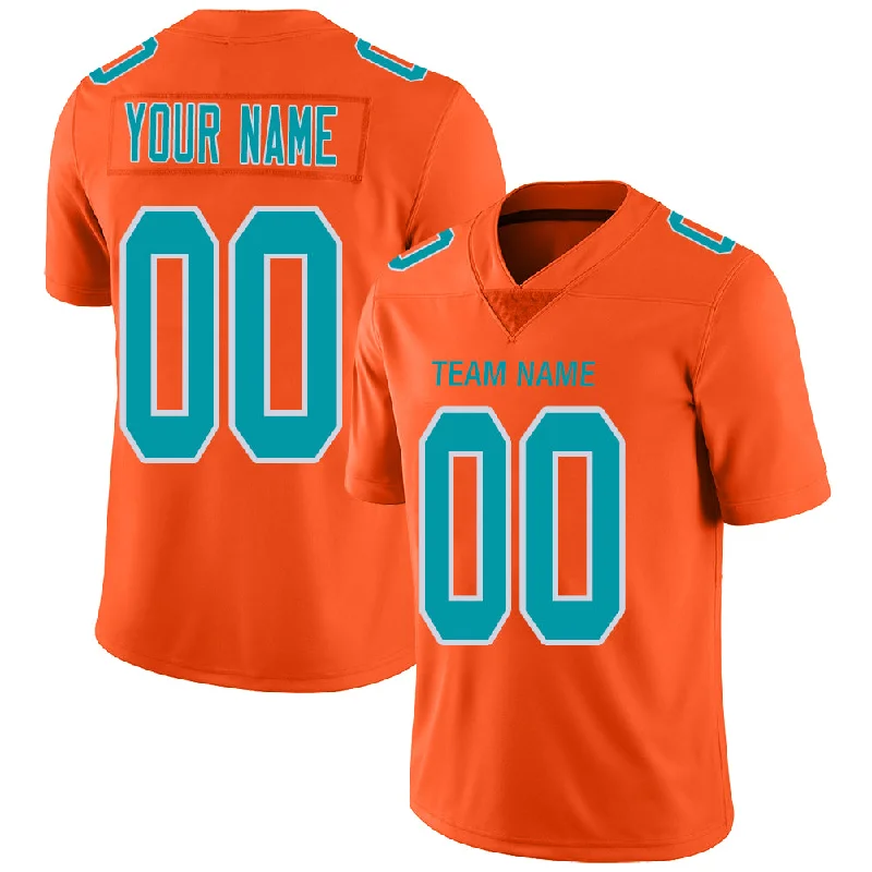 Custom M.Dolphins Stitched American Football Jerseys Personalize Birthday Gifts Orange Jersey-NBA Icon Edition Jerseys -