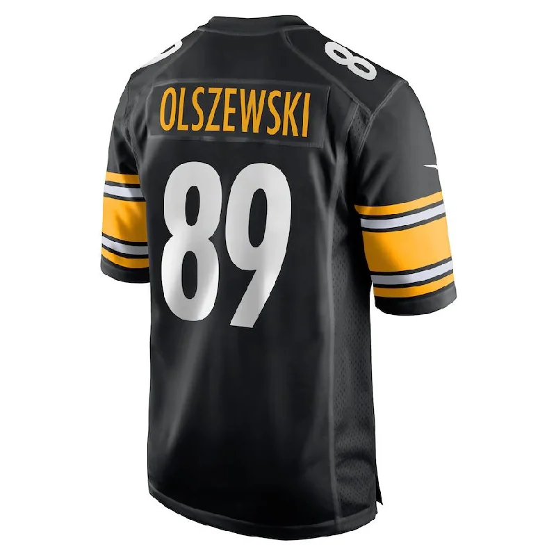 P.Steelers #89 Gunner Olszewski Black Game Player Jersey Stitched American Football Jerseys-NFL Youth Replica Jerseys -