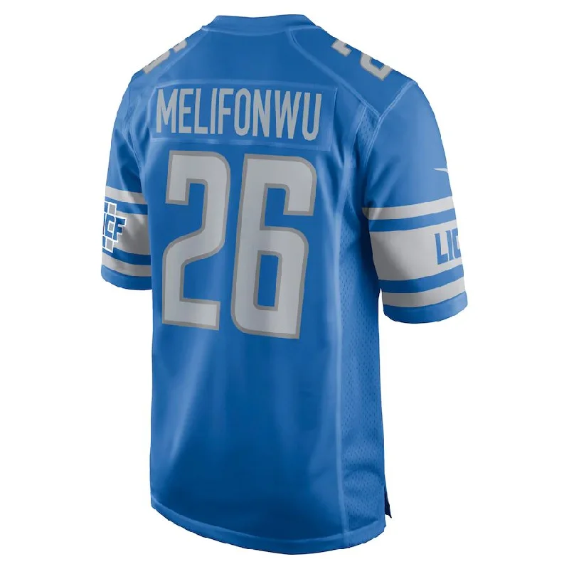 D.Lions #26 Ifeatu Melifonwu Blue Game Jersey Stitched American Football Jerseys-NFL Hall of Fame Jerseys -