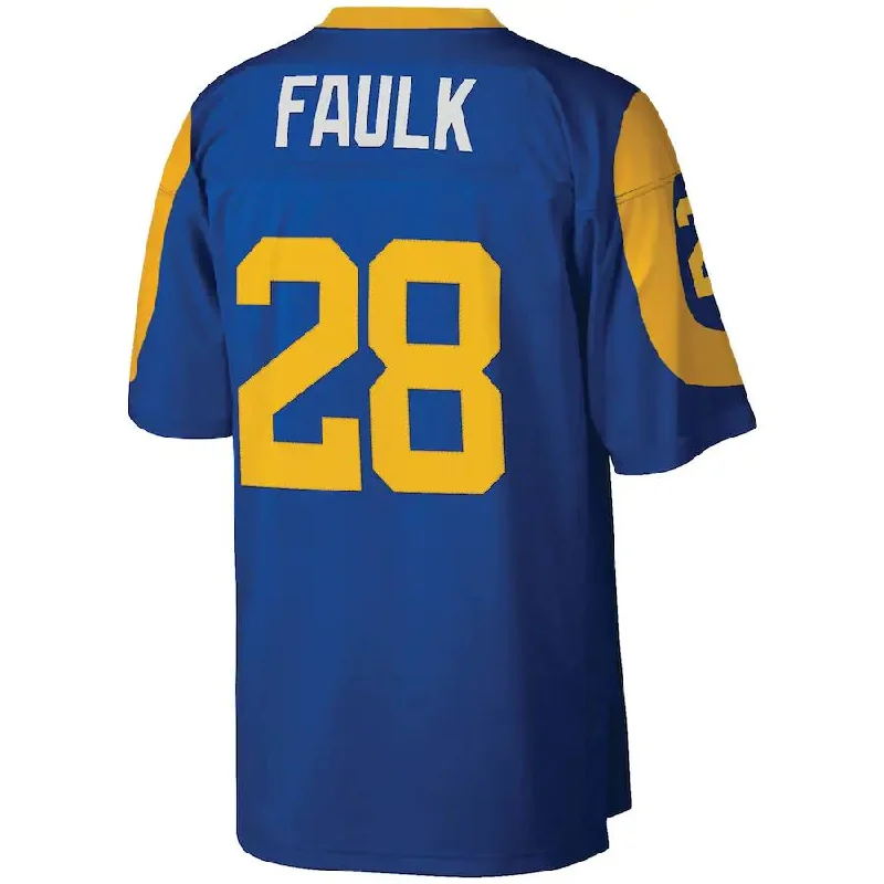 LA.Rams #28 Marshall Faulk Mitchell & Ness Royal Legacy Replica Jersey Stitched American Football Jerseys-NFL Special Edition Jerseys -