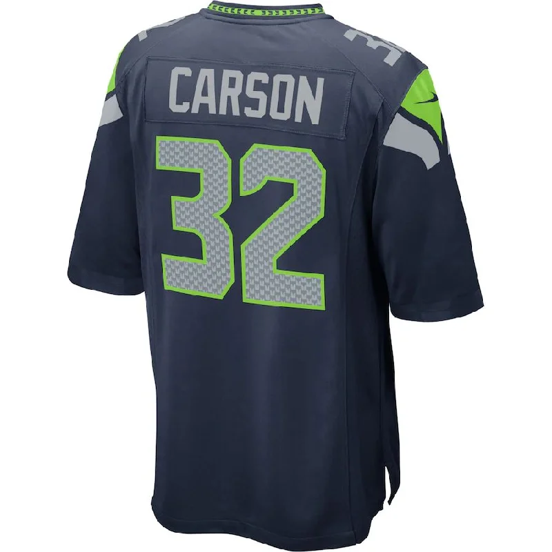 S.Seahawks #32 Chris Carson Navy Game Player Jersey Stitched American Football Jerseys-NFL Pro-Level Jerseys -