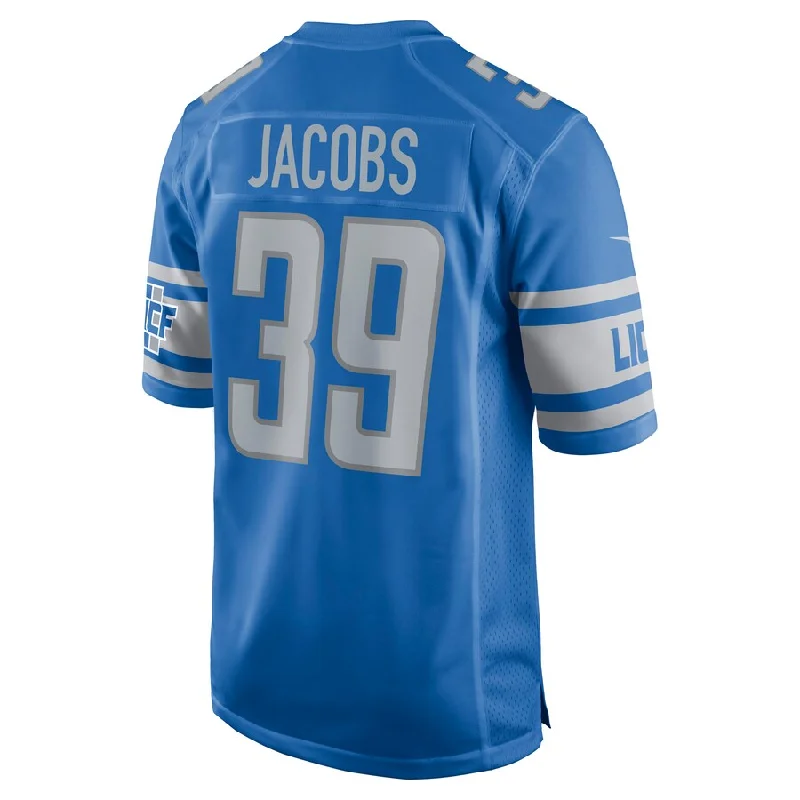 D.Lions #39 Jerry Jacobs Blue Game Jersey Stitched American Football Jerseys-NFL Player Edition Jerseys -