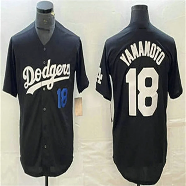 Los Angeles Dodgers #18 Yoshinobu Yamamoto Black Home Authentic Patch Jersey Baseball Jerseys-NBA Collector’s Basketball Jerseys -