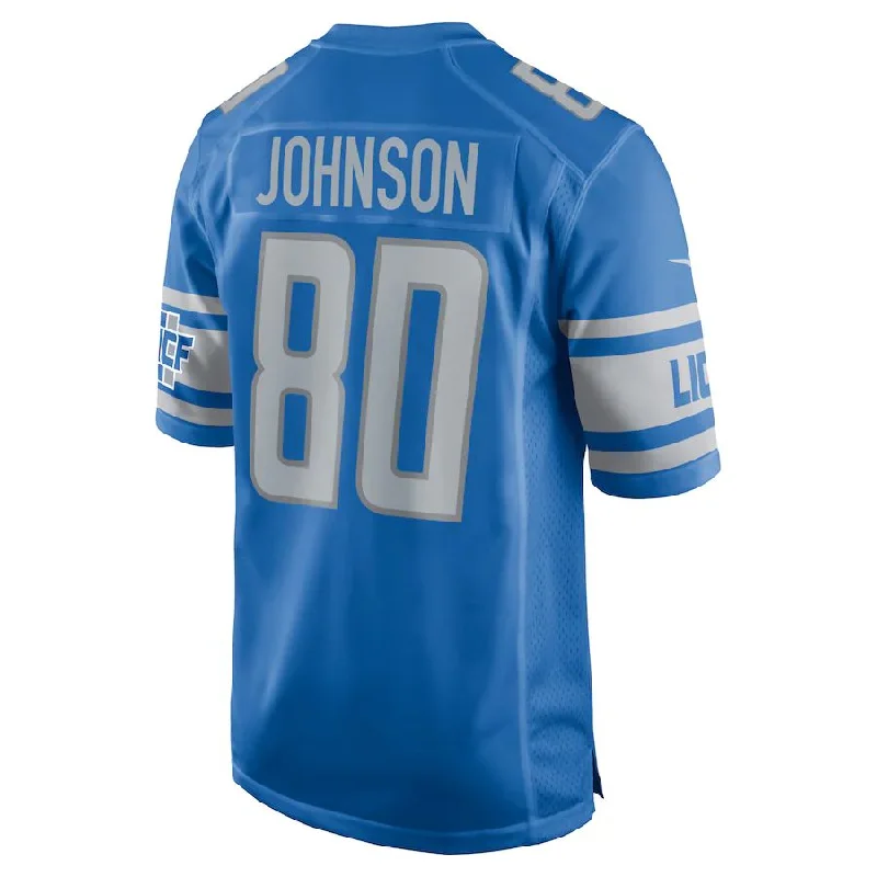 D.Lions #80 Josh Johnson Blue Player Game Jersey Stitched American Football Jerseys-NFL Men’s Authentic Jerseys -