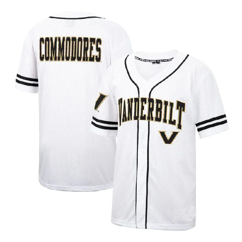 V.Commodores Colosseum Free-Spirited Team Full-Button Baseball Jersey  White Stitched American College Jerseys-NBA MVP Player Jerseys -