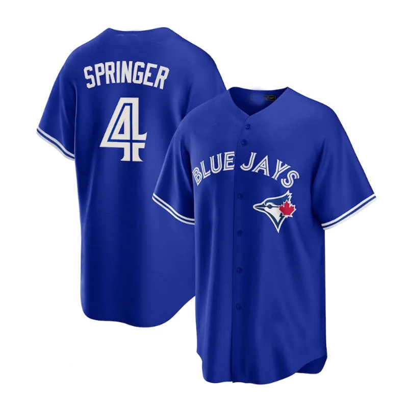 Toronto Blue Jays #4 George Springer Alternate Replica Player Jersey - Royal Baseball Jerseys-NBA Big & Tall Jerseys -