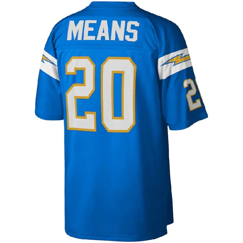 LA.Chargers #20 Natrone Means Mitchell & Ness Powder Blue 1994 Legacy Replica Jersey Stitched American Football Jerseys-NFL Big & Tall Football Jerseys -